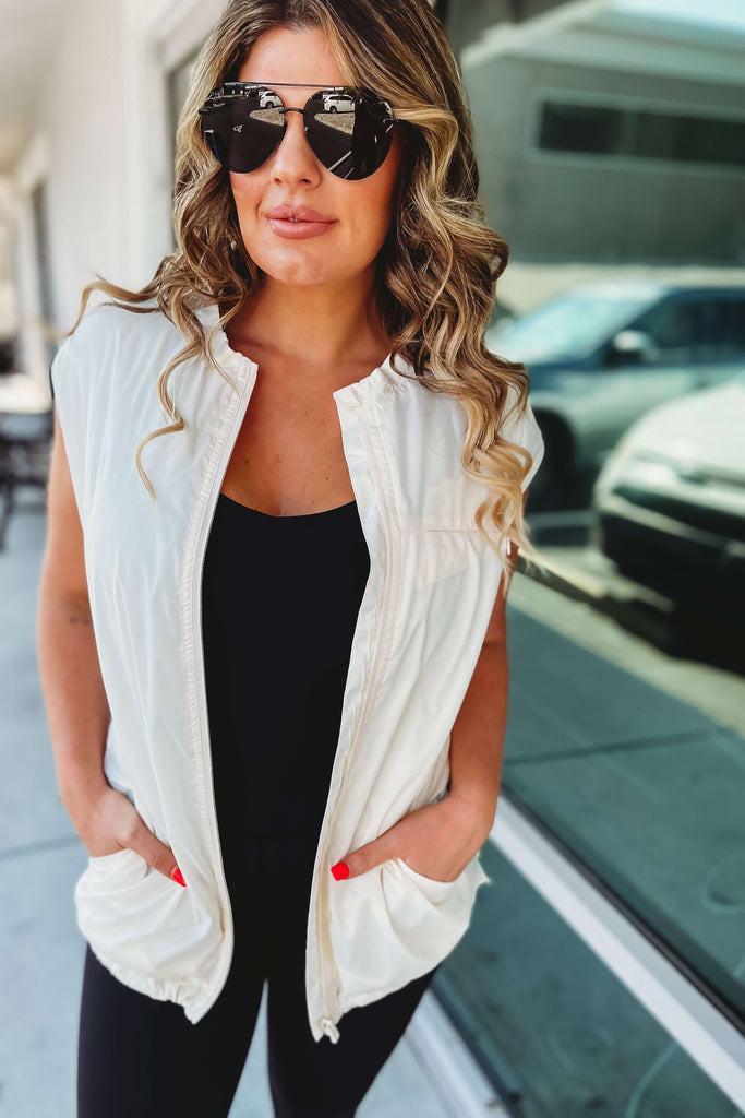 No More Problems Lightweight Oversized Ivory Vest