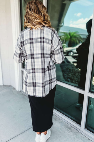 In the Clouds Oversized Boyfriend Flannel Button Up Shirt - Simply Me Boutique