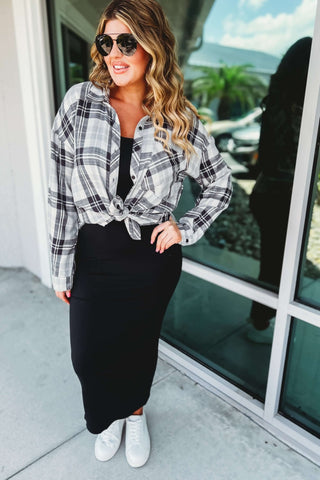 In the Clouds Oversized Boyfriend Flannel Button Up Shirt - Simply Me Boutique