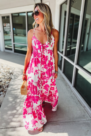 Island Bloom Pink Maxi Dress - Simply Me Boutique