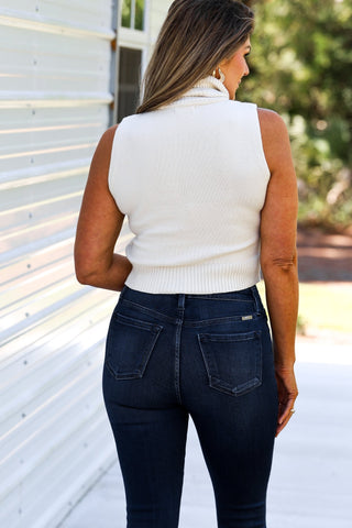 IVORY Another Time Sleeveless Turtleneck Sweater Crop Top - Simply Me Boutique