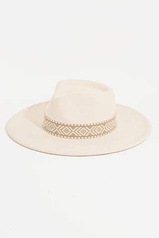 ivory Boho Stripe Pattern Fedora Hat - Simply Me Boutique