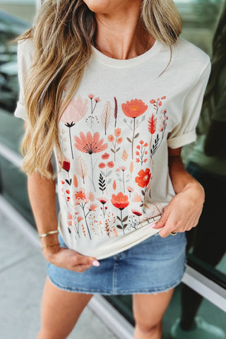 Ivory Wildflower Spring Graphic Tee - Simply Me Boutique