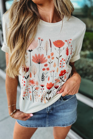 Ivory Wildflower Spring Graphic Tee - Simply Me Boutique