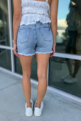 JUDY BLUE Clara Tummy Control High Rise Denim Shorts - Simply Me Boutique