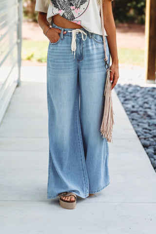 Judy Blue Colette Lightweight High Rise Jeans Palazzo Pants - Simply Me Boutique