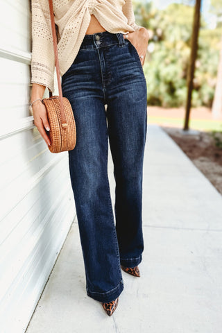 Judy Blue Delaney Ultra High Rise Wide Leg Trouser Jeans - Simply Me Boutique
