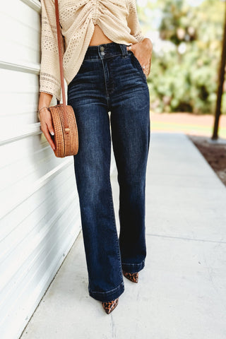 Judy Blue Delaney Ultra High Rise Wide Leg Trouser Jeans - Simply Me Boutique