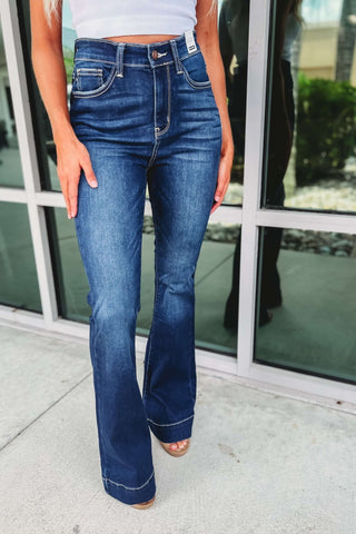 JUDY BLUE Mariah Dark Wash Trouser Flare Jeans - Simply Me Boutique