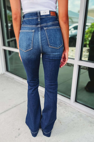 JUDY BLUE Mariah Dark Wash Trouser Flare Jeans - Simply Me Boutique
