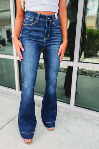 JUDY BLUE Mariah Dark Wash Trouser Flare Jeans - Simply Me Boutique