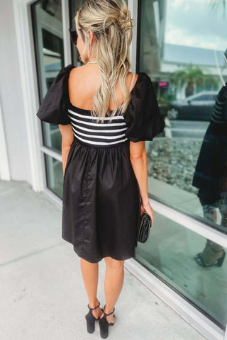 Just Because Black and White Poplin Dress - Simply Me Boutique