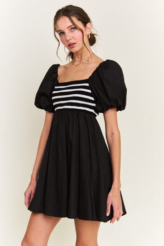 Just Because Black and White Poplin Dress - Simply Me Boutique