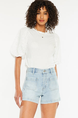 Kancan Amelia High Rise Trouser Denim Shorts - Simply Me Boutique