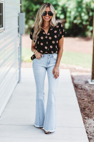 Kancan Andi High Rise Curvy Flare Jeans Light Wash (PREORDER) - Simply Me Boutique
