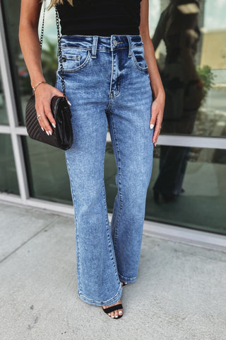 KANCAN Avery Acid Wash Wide Leg Flare - Simply Me Boutique