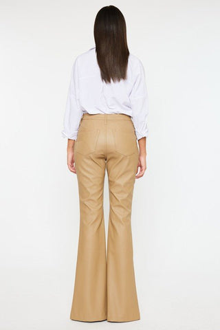 KanCan Brynn Camel High Rise Bootcut Faux Leather Pants - Simply Me Boutique