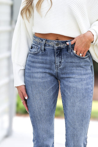 KANCAN CeCe Embroidered Mid Rise Jeans - Simply Me Boutique