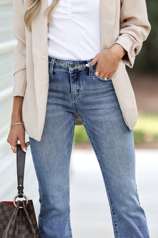 KANCAN CeCe Embroidered Mid Rise Jeans - Simply Me Boutique