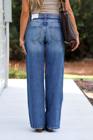 KANCAN Celeste Mid Rise Wide Jeans - Simply Me Boutique