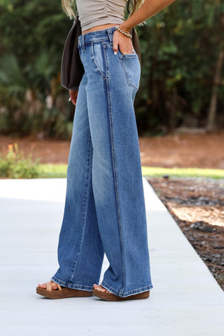 KANCAN Celeste Mid Rise Wide Jeans - Simply Me Boutique