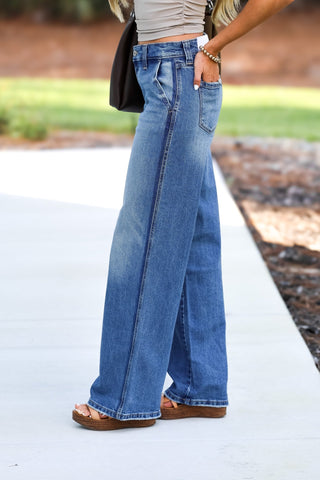 KANCAN Celeste Mid Rise Wide Jeans - Simply Me Boutique