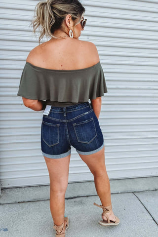 Kancan Chloe Dark Wash High Rise Shorts - Simply Me Boutique