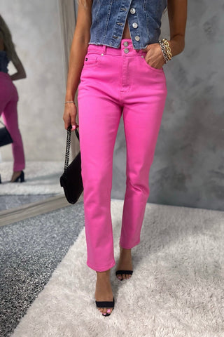 KANCAN Chloe Straight Leg Pink Jeans - Simply Me Boutique