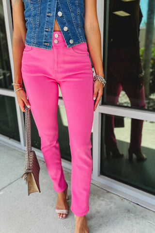 KANCAN Chloe Straight Leg Pink Jeans - Simply Me Boutique