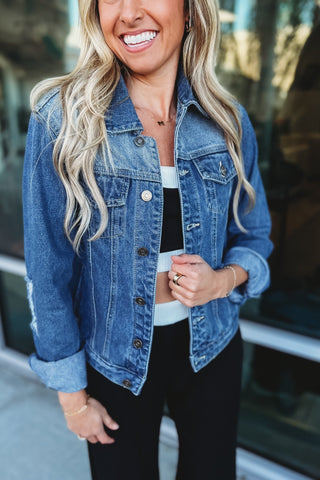 KANCAN Classic Trucker Denim Jean Jacket - Simply Me Boutique