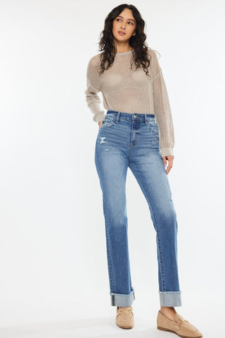 KANCAN Emerson High Rise Cuffed Straight Leg Jeans - Simply Me Boutique