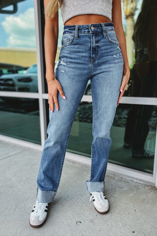 KANCAN Emerson High Rise Cuffed Straight Leg Jeans - Simply Me Boutique