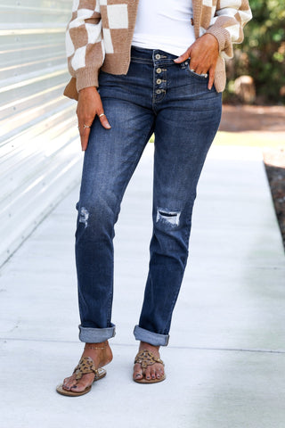 KANCAN Eternity Mid Rise Slim Straight Leg Jeans - Simply Me Boutique