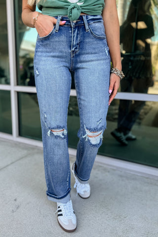 *KANCAN Everly Mid Rise Distressed Jeans - Simply Me Boutique