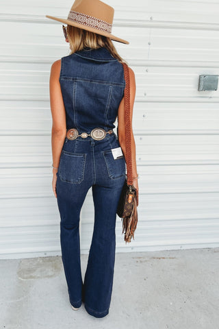 KANCAN Fawn Super Flare Denim Jumpsuit - Simply Me Boutique
