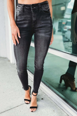 Kancan High Rise Faded Black Studded Jeans - Simply Me Boutique