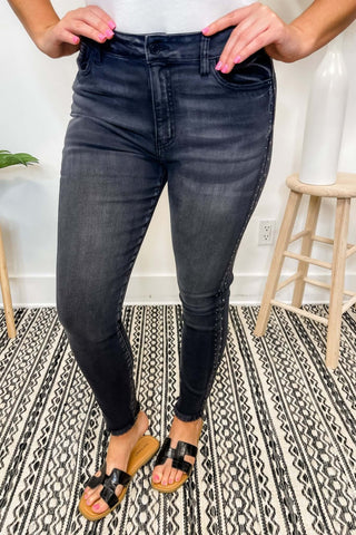 Kancan High Rise Faded Black Studded Jeans - Simply Me Boutique