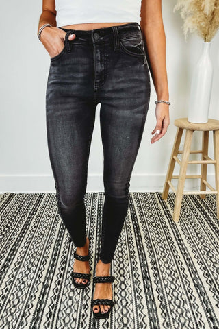 Kancan High Rise Faded Black Studded Jeans - Simply Me Boutique