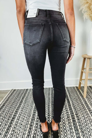 Kancan High Rise Faded Black Studded Jeans - Simply Me Boutique