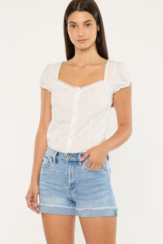 KANCAN Jersey High Rise Light Wash Stretch Shorts - Simply Me Boutique