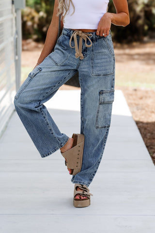 KANCAN Katie Low Slung Tie Front Jeans - Simply Me Boutique