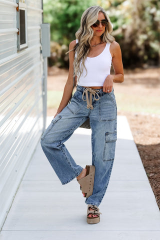 KANCAN Katie Low Slung Tie Front Jeans - Simply Me Boutique