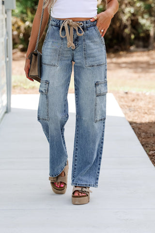 KANCAN Katie Low Slung Tie Front Jeans - Simply Me Boutique