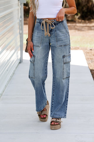 KANCAN Katie Low Slung Tie Front Jeans - Simply Me Boutique