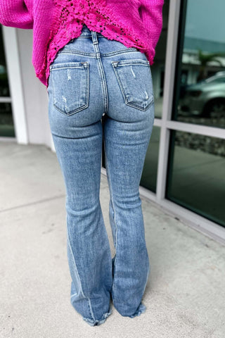 Kancan Kelsey Sharkbite Hem Flare Jeans - Simply Me Boutique