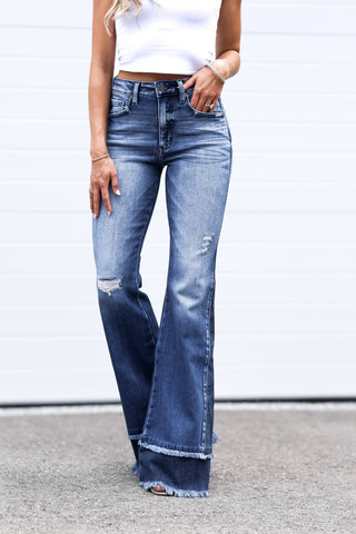KANCAN Lainey Contrast High Rise Flare Jeans - Simply Me Boutique