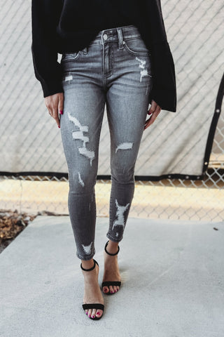 KANCAN Lyla Grey Distressed Jeans - Simply Me Boutique