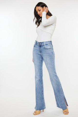 KANCAN Nelly Mid Rise Slit Flare Jeans - Simply Me Boutique