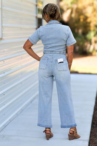 KANCAN Penelope Light Wash Denim Jumpsuit - Simply Me Boutique