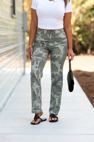 KANCAN Phoenix High Rise Camo Straight Jeans - Simply Me Boutique